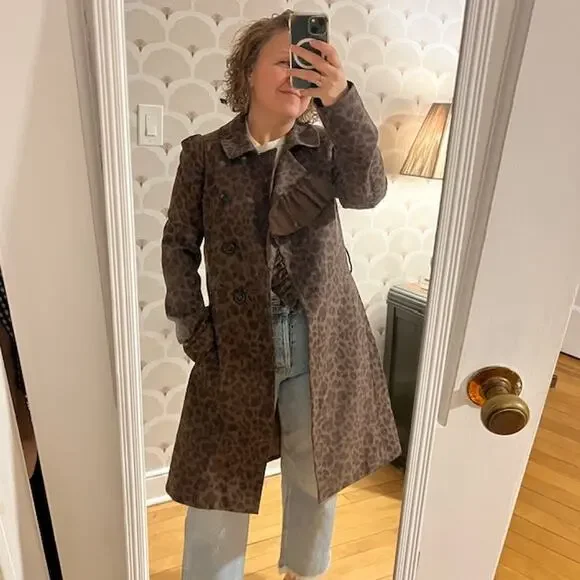 Rebecca Taylor Leopard Print Coat Small - Picture 8 of 9